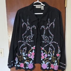 Beautiful Embroidered Black Floral Women's Dressy Jacket by DRAPER'S & DAMON'S